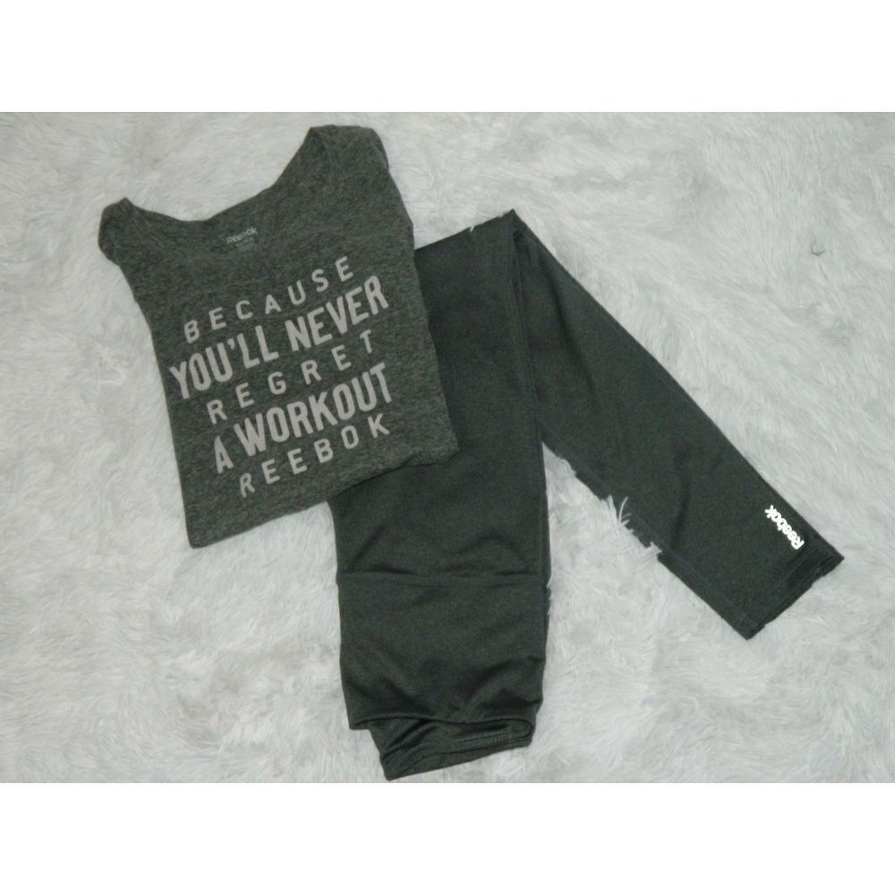 Reebok Lot of 2 Women's T- Shirt and  Leggings Gray‎ Size X-small